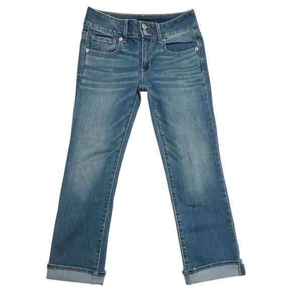 American Eagle Jeans Women's Size 2 Artist Crop Super Stretch Denim Medium Wash - Picture 1 of 9